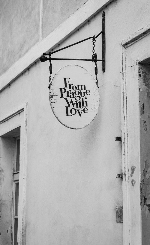 Prague with love sign